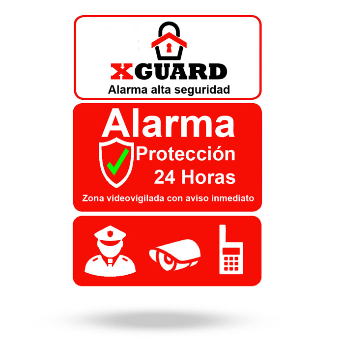 Cartel disuasorio PVC de Alarma XGUARD A4