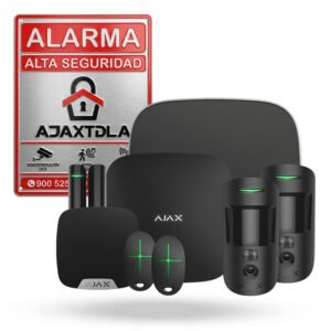 Kit alarma Ajax KATYA negro. Hub 2 4G con 2 motioncam 1 streetsiren 1 homesiren 2 spacecontrol 1 doorprotect.