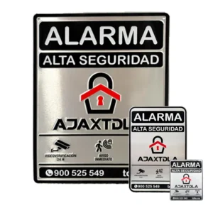 Pack Carteles de alarma Extra . Aluminio. Carteles de alarma disuasorios especial piso, chalet, casa.