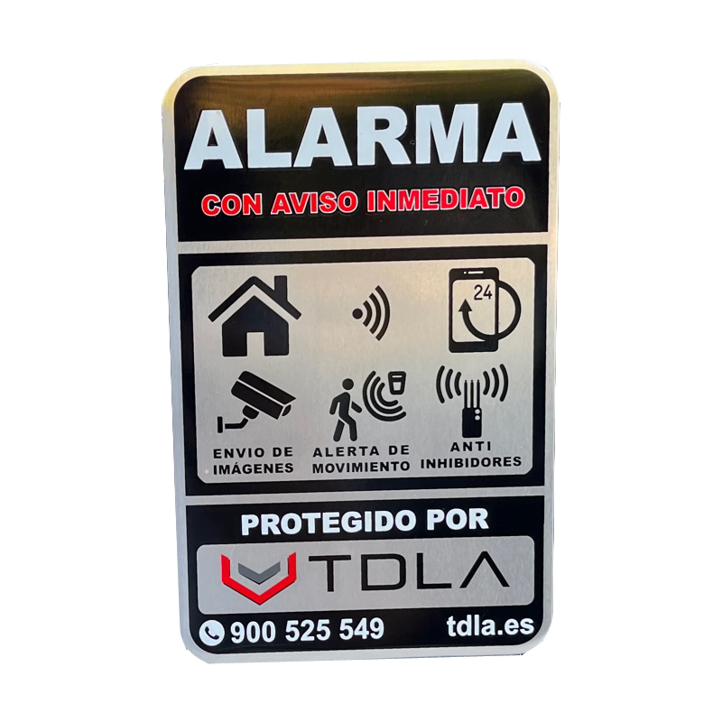 Cartel de alarma Aluminio 9×14 cm especial piso.