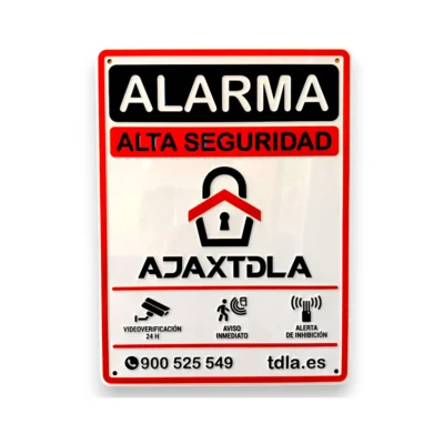 Cartel disuasorio alarma Premium Aluminio relieve 28cm AJAXTDLA