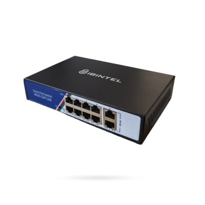 Switch 8 Puertos Gigabit PoE + 2 Uplink IBINTEL 78W Alcance Extendido 250m Plug & Play