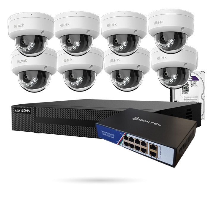 Kit 8 Cámaras IP 4MP + Switch PoE + Grabador + Disco Duro 1TB