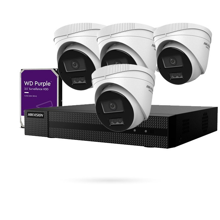 Kit de Vigilancia 4 Cámaras 4K IP PoE con Grabador y Disco Duro 1 TB