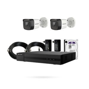 Kit 2 Cámaras 8Mp + Grabador + HDD 1TB + 2x Cable Coaxial + 2x Alimentador KIT UNIFAMILIAR