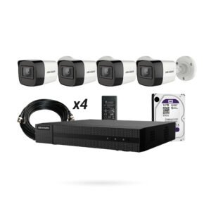 Kit de Vigilancia 4 Bullets 8Mp + Grabador + HDD 1TB + 4x Cable Coaxial + Alimentador KIT PERIMETRAL