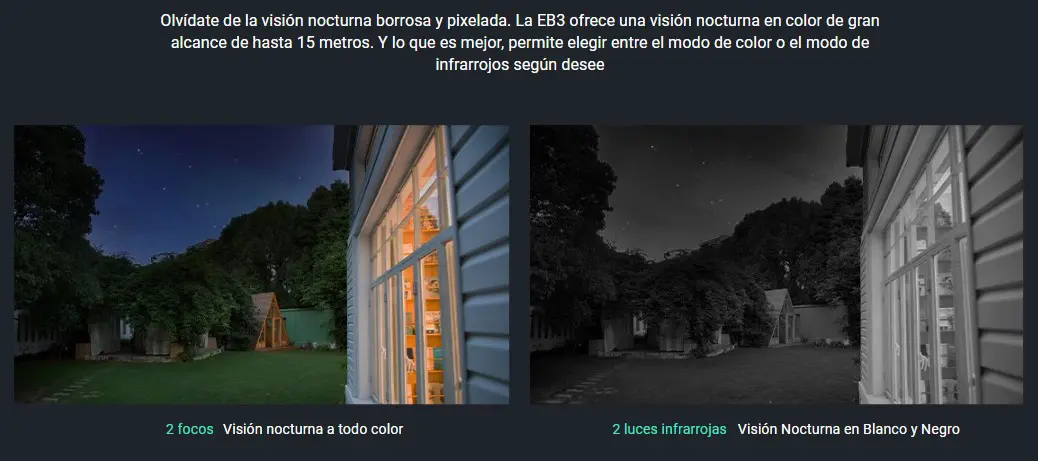 Visión nocturna en color de la EZVIZ EB3