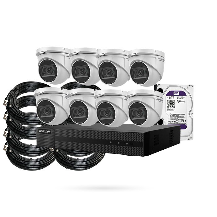 KIT CCTV 8 Cámaras de Seguridad Domo 5MP con Grabador y Disco duro