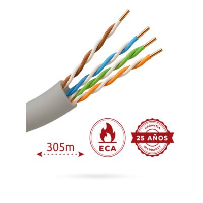 Cable UTP Safire 305m Categoría 5E Conductor CCA Flexible Cubierta Gris PVC