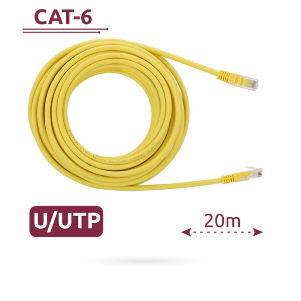 Cable Categoría 6 Amarillo 20 m Conectores RJ45 Sin Interferencias