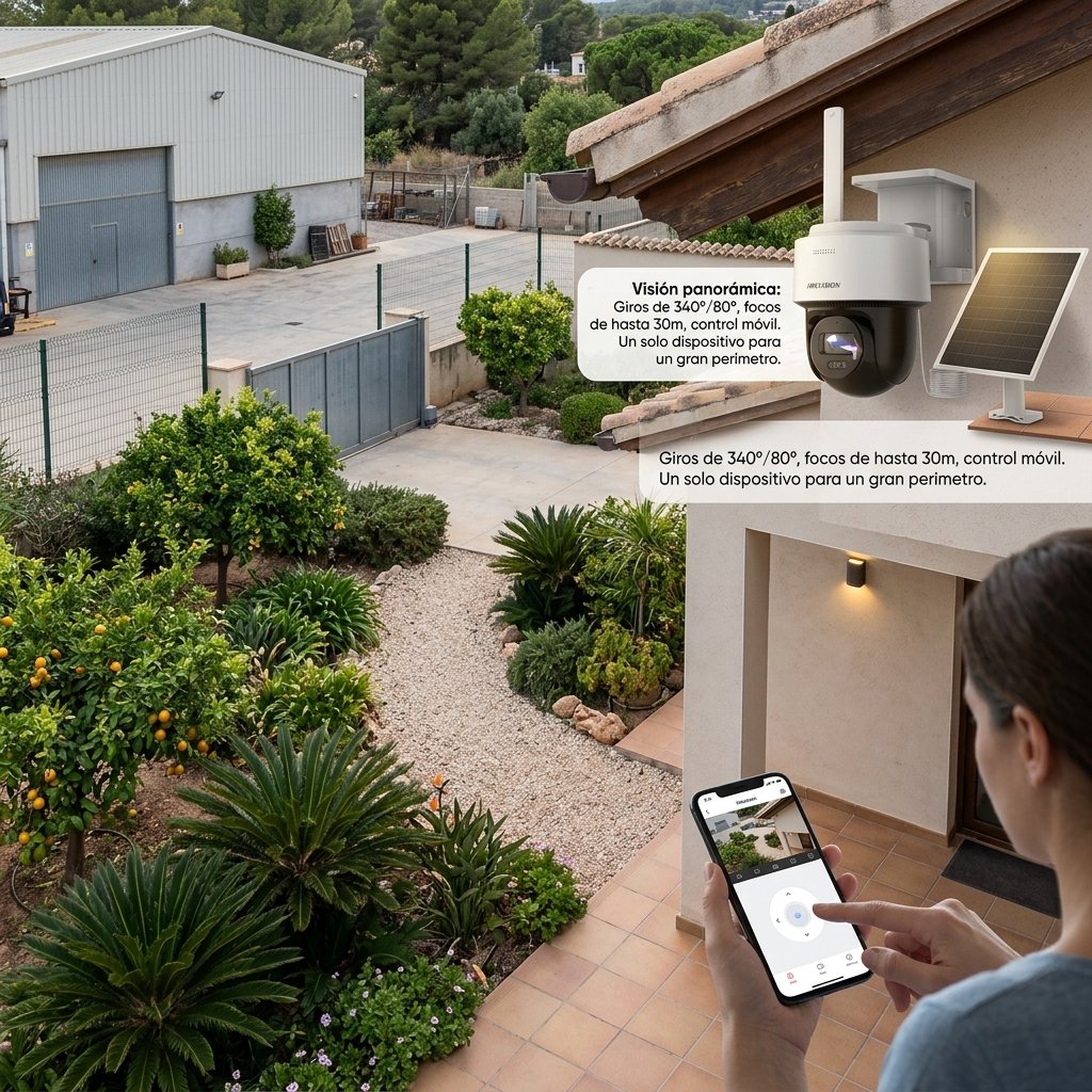 Cámara 4G solar vigilando una vivienda