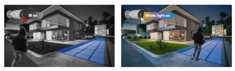 Luz blanca de una cámara Hikvision