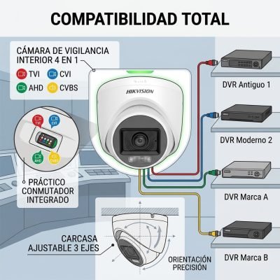 Cámara de vigilancia interior compatible 4 en 1