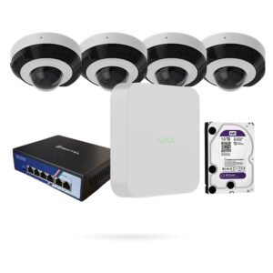 Kit 4 Cámaras Ajax DomeCam 8MP 2.8mm con NVR Ajax, Disco 1 TB y Switch PoE