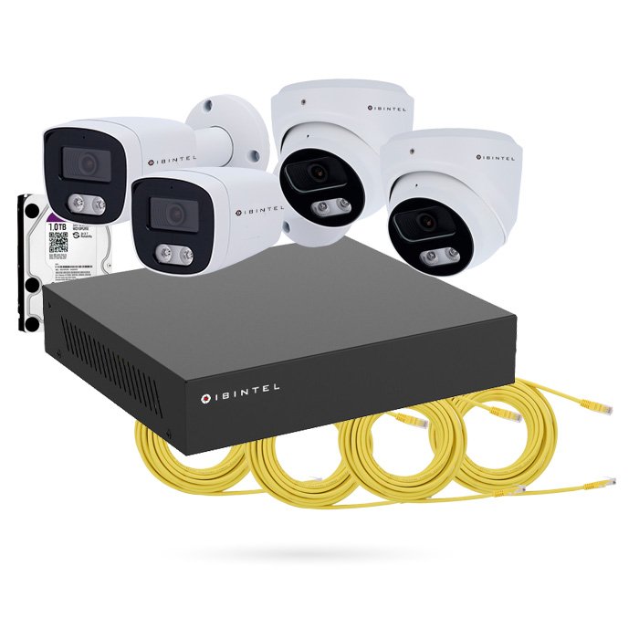 Kit de 4 cámaras IBINTEL para negocio (2 domos + 2 bullets 4 MP)