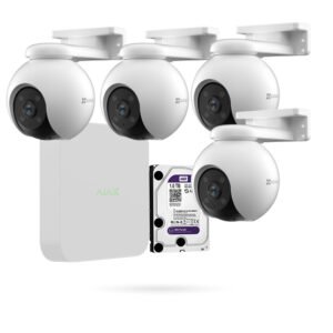 Kit 4 Cámaras WiFi Exterior EZVIZ H8 PRO 2K 360º con NVR Ajax y Disco 1 TB
