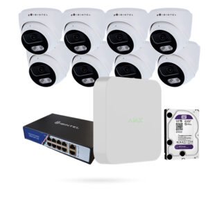 Kit 8 Cámaras Domo IBINTEL ONUBA 4MP con NVR Ajax, Switch PoE y Disco 1 TB
