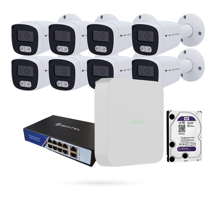 Kit de 8 cámaras IBINTEL para Ajax con NVR Ajax y switch PoE