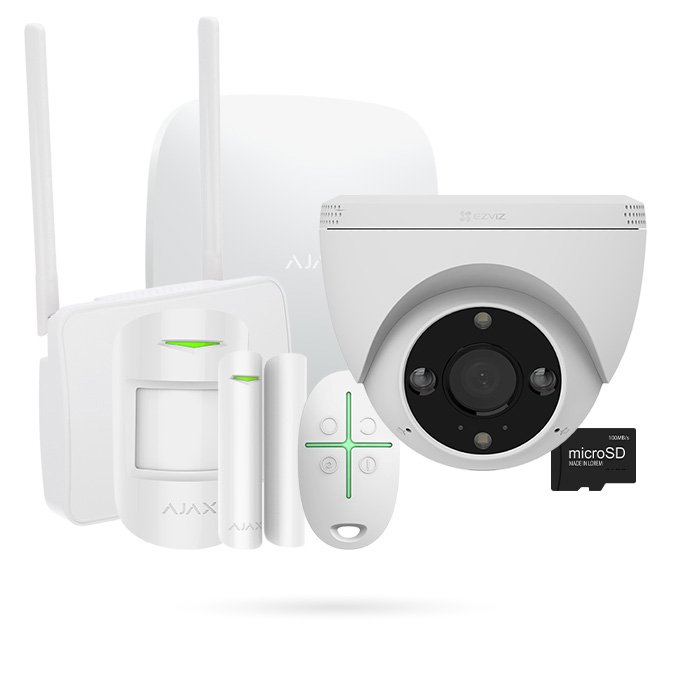 Kit Alarma Ajax para Casa de Campo Sin Internet con Router 4G y Cámara EZVIZ H4 2K