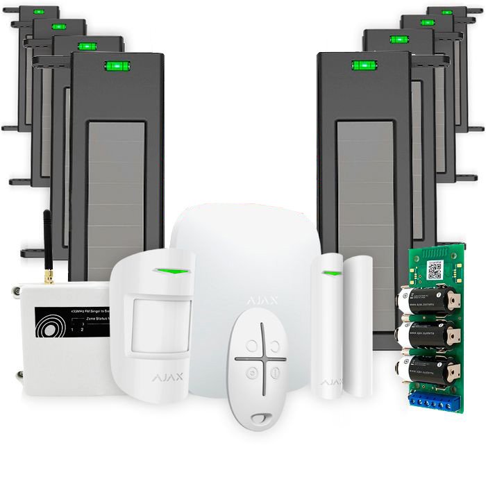 Kit Alarma Ajax para Parcelas con 4 Pares de Barreras Infrarrojas Solares