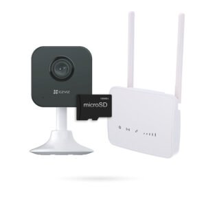 Kit de cámara sin ADSL EZVIZ H1C con router WiFi 4G y tarjeta microSD