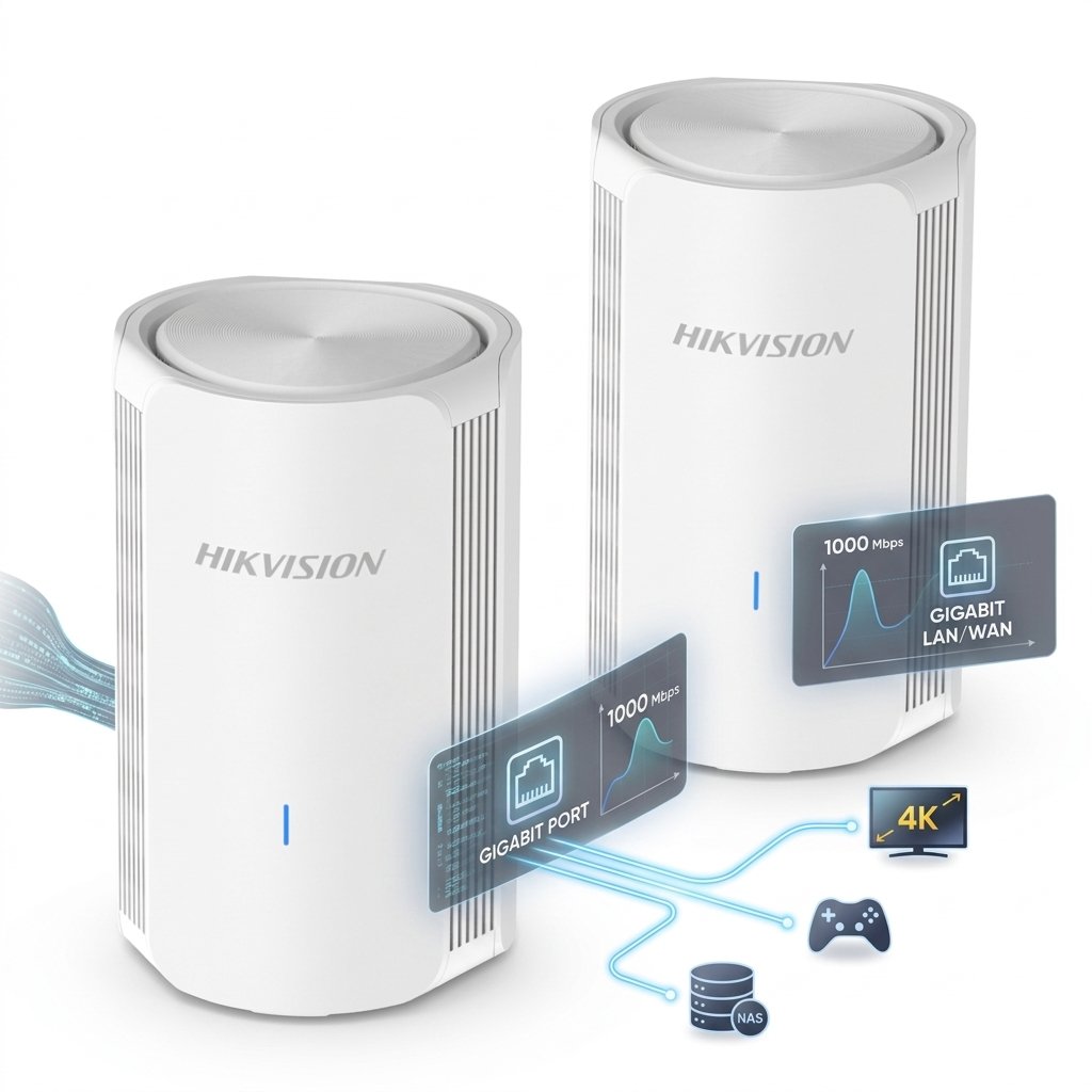 Nodos mesh Hikvision con puertos Gigabit